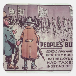 Folkets Budget', 1909 Fyrkantigt Klistermärke