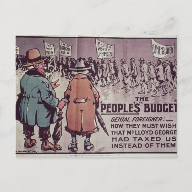 Folkets budget", 1909 vykort (Framsida)