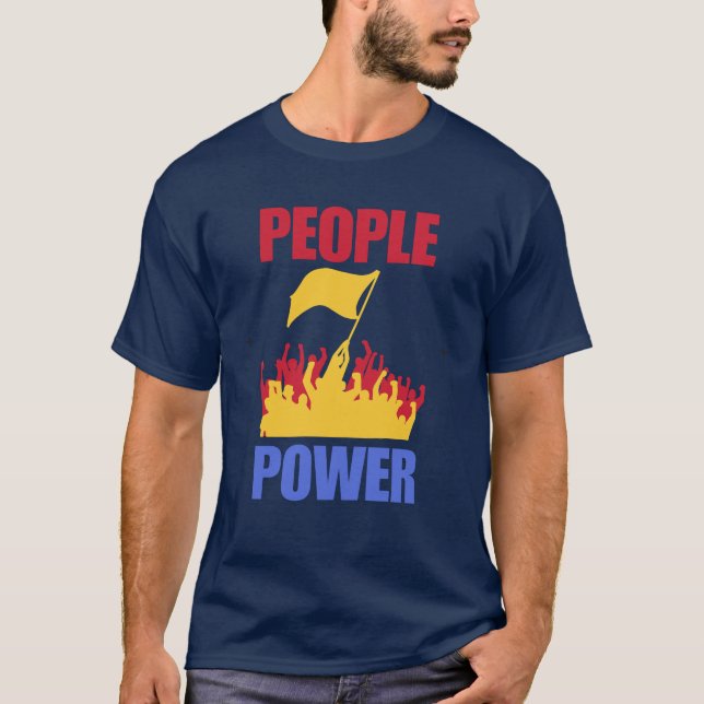 Folkets Kraft Avsätt Marcos Korruption Protest T-S T Shirt (Framsida)