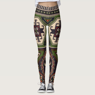 Folkgeometrisk: färgfull etnisk tapet. leggings