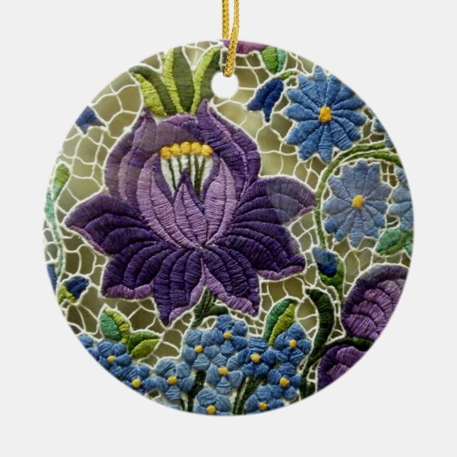Folkkonsblommor Julgransprydnad Keramik (Framsidan)