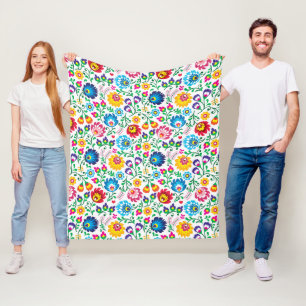 Folkkonst blomma Mönster 2 Fleecefilt