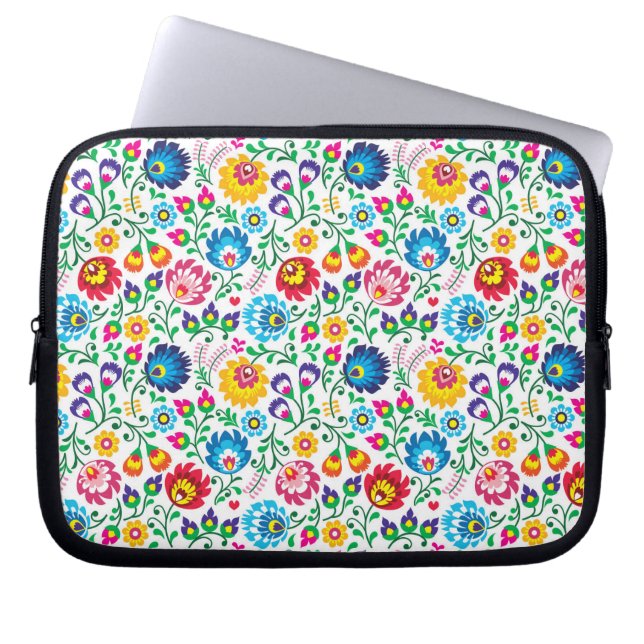 Folkkonst blomma Mönster 2 Laptop Fodral (Framsidan)