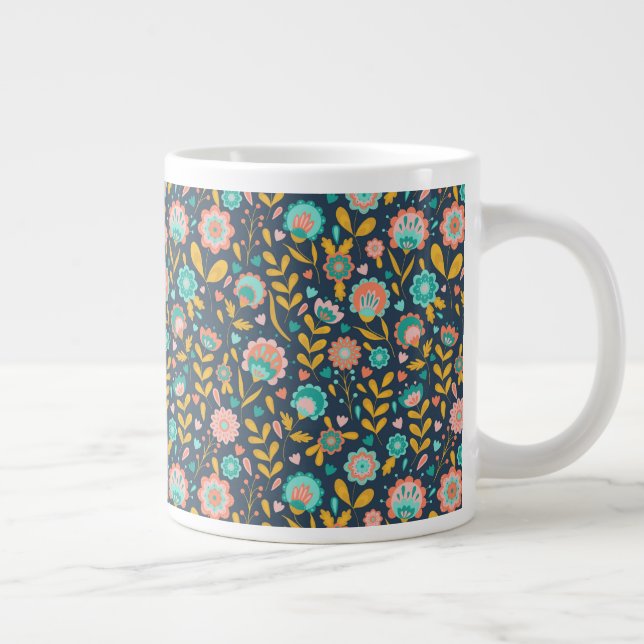 Folkkonst blomma Mönster Jumbo Mugg (Höger)