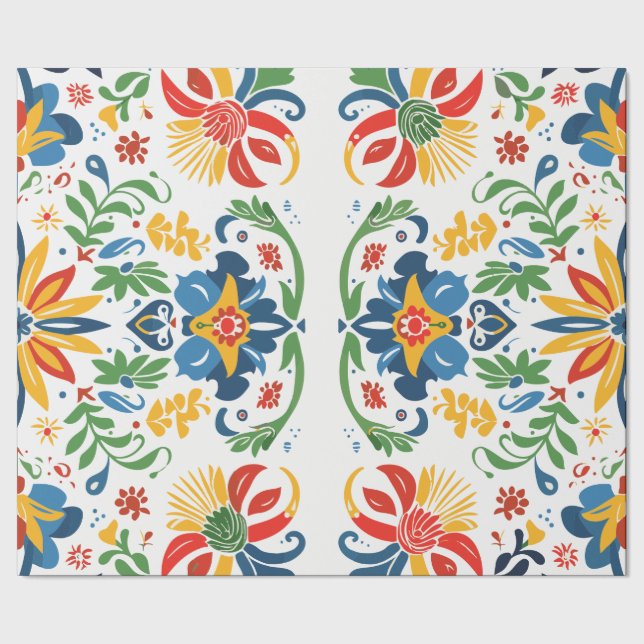 Folkkonst Blommönster Inpackningspapper Presentpapper (Seam)