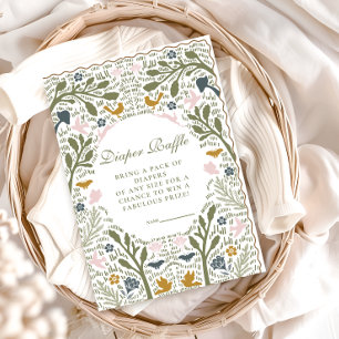 Folkkonst Botanisk Lotteri För Baby Shower Tilläggskort