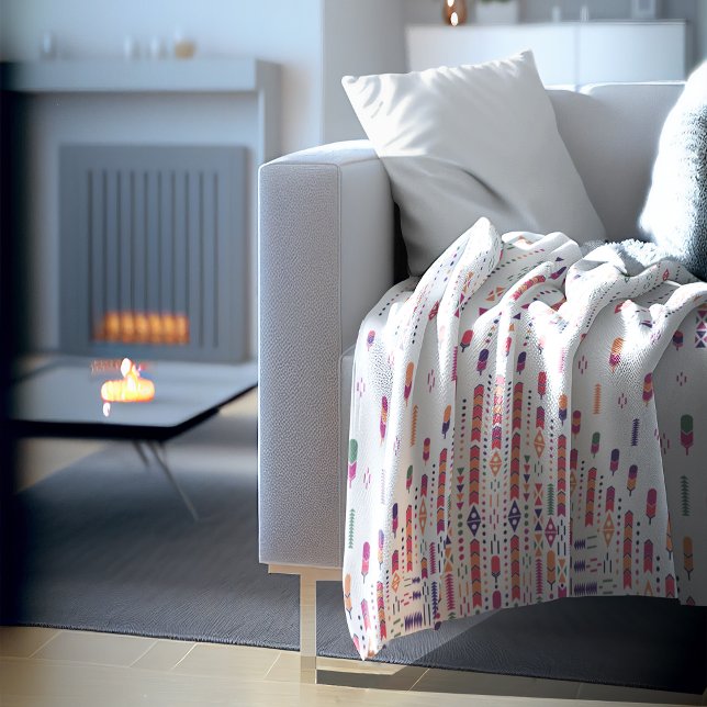 Folkkonst i strukturerad Mönster Fleecefilt (Tribal Folk Art In Structured Pattern Fleece Blanket)