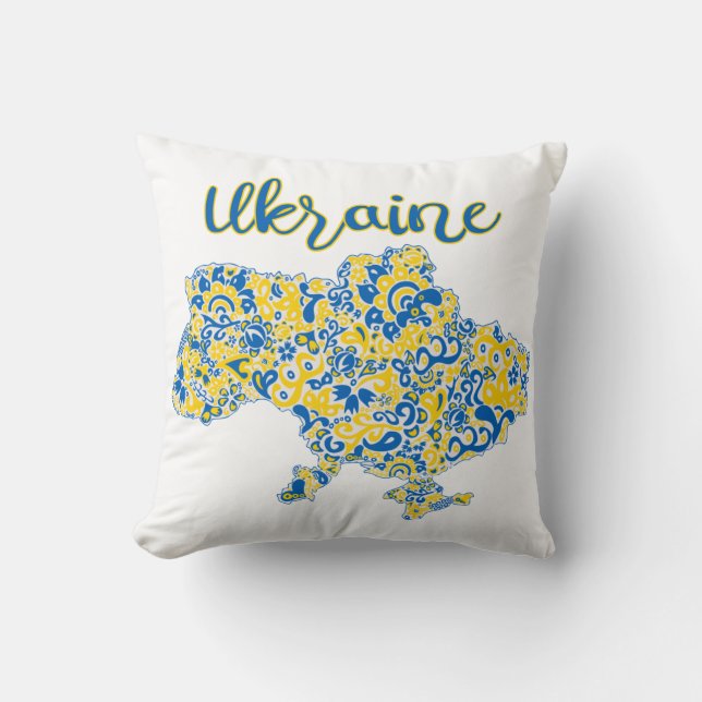 Folkkonst mönster och ukrainsk typografi  kudde (Framsida)