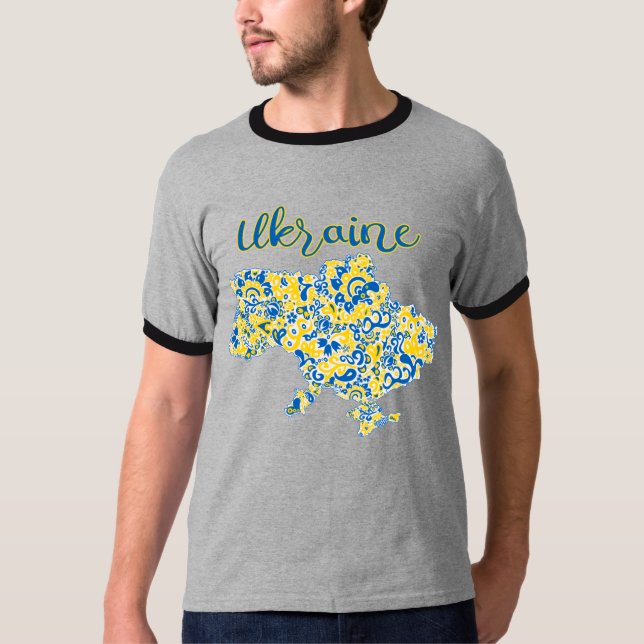 Folkkonst mönster och ukrainsk typsnitts T-Shirt (Framsida)