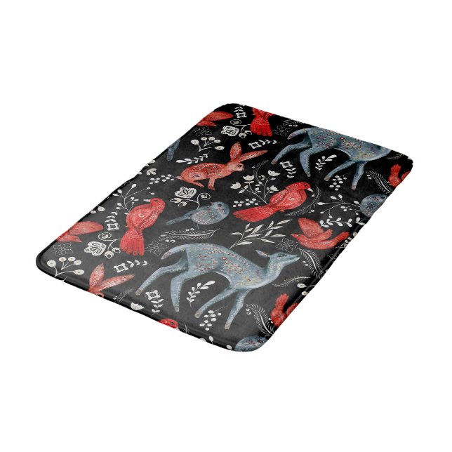 Folkkonst stil blomstermönsterdesigns badrumsmatta (Vinklad)