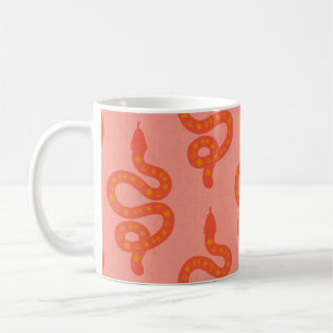 Folkkonst Texturerad Grungig Häxlik Orm orange ros Kaffemugg
