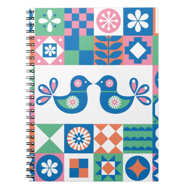 Folklore Blommigt Card: Scandinavian Design. Anteckningsbok (Framsidan)