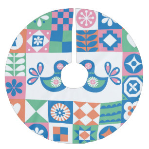 Folklore Blommigt Card: Scandinavian Design. Julgransmatta Borstad Polyester