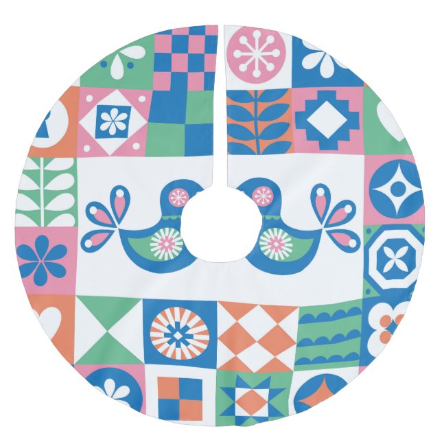 Folklore Blommigt Card: Scandinavian Design. Julgransmatta Borstad Polyester (Framsidan)