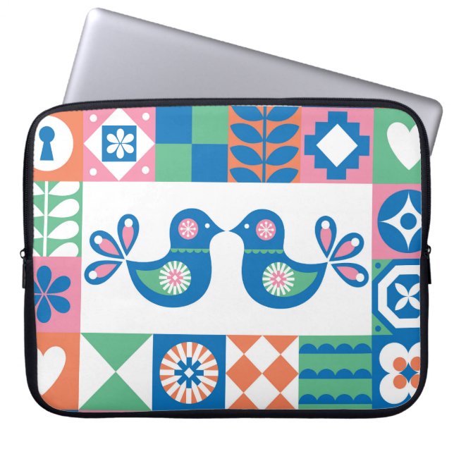 Folklore Blommigt Card: Scandinavian Design. Laptop Fodral (Framsidan)