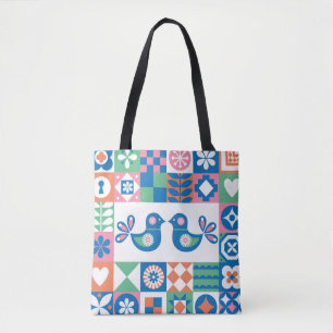 Folklore Blommigt Card: Scandinavian Design. Tygkasse
