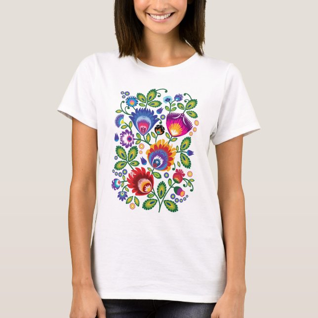 Folklore-blommor, blandning av färg 4 t shirt (Framsida)