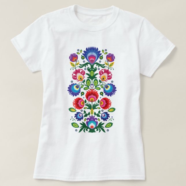 Folklore-blommor, blandning av färg 6 t shirt (Design framsida)