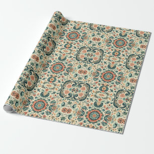 Folklore Charm: Artisanal Folk Art Wrapping Papper Presentpapper