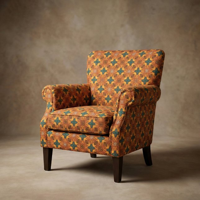 Folklore Ethnic Mosaic Mönster på Höst färger Tyg (Skapare uppladdad)