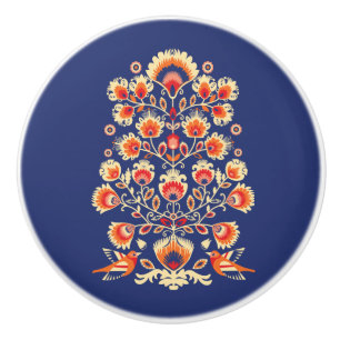 💙 💛 🧡 folklore med gula blommor och fågl knopp