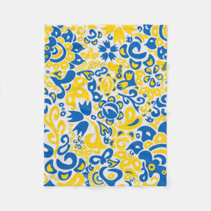 Folklore mönster med Ukrainas flagga färg Fleecefilt