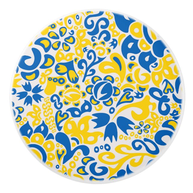 Folklore mönster med Ukrainas flagga färg Knopp (Framsidan)