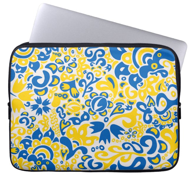 Folklore mönster med Ukrainas flagga färg Laptop Fodral (Framsidan)