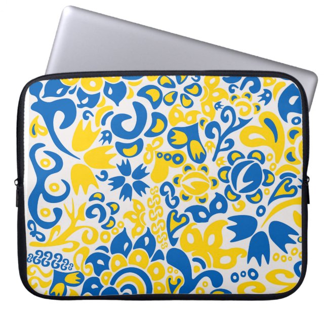 Folklore mönster med Ukrainas flagga färg Laptop Fodral (Framsidan)