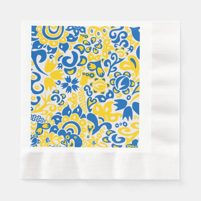 Folklore mönster med Ukrainas flagga färg Pappersservett (Framsidan)