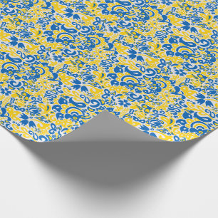 Folklore mönster med Ukrainas flagga färg Presentpapper