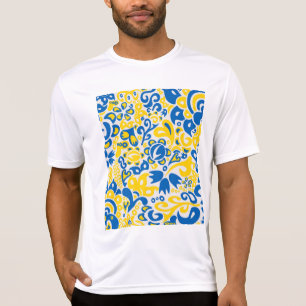Folklore mönster med Ukrainas flagga färg T Shirt