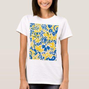Folklore mönster med Ukrainas flagga färg T Shirt