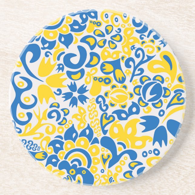 Folklore mönster med Ukrainas flagga färg Underlägg (Framsidan)