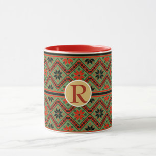 Folklore Mugg Personlig Monogram RED GRÖNT Mysigt