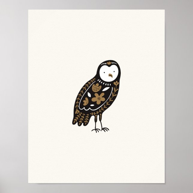 Folklore Uggla Nursery Print Bird Poster (Framsidan)