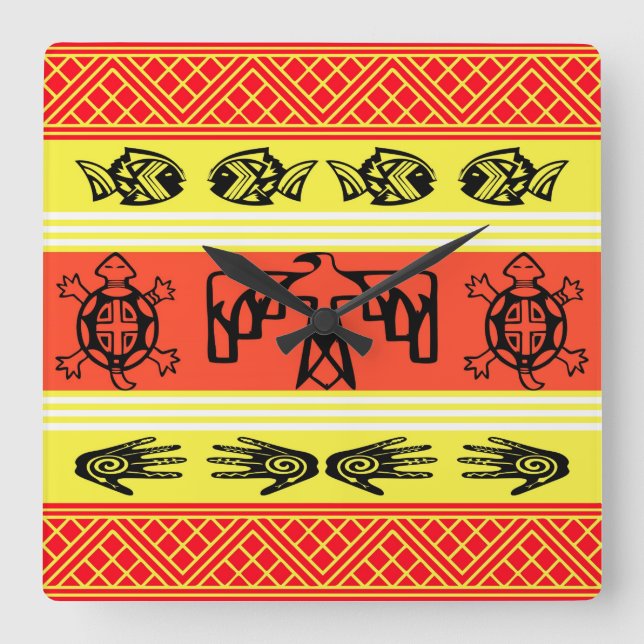 Folkloredesign Fyrkantig Klocka (Framsida)
