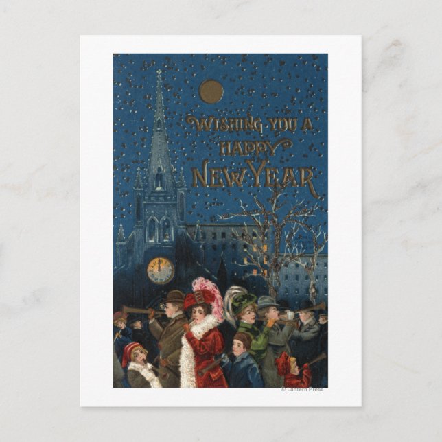 Folkmassa som blåser Horns Vykort (Framsida)