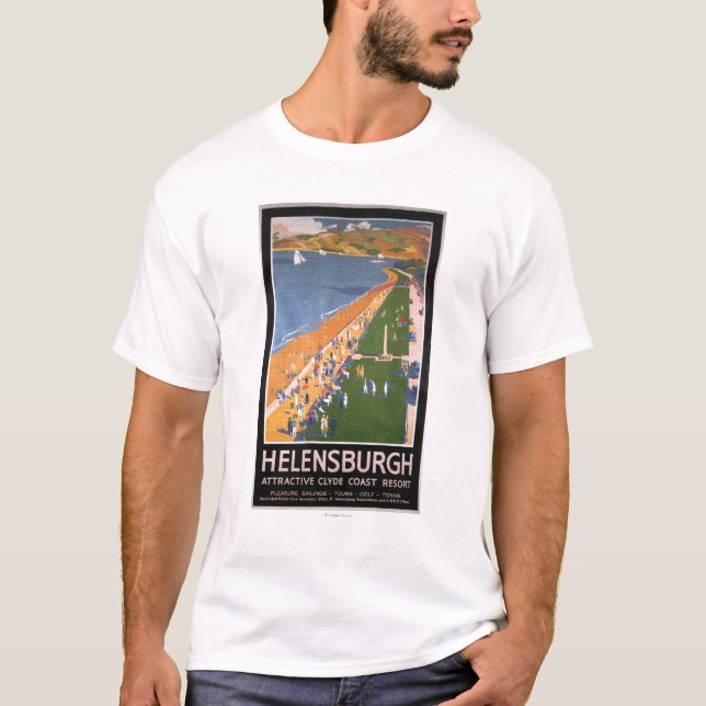 Folkmassor längs affischen för järnvägar för Clyde Tee Shirt (Framsida)