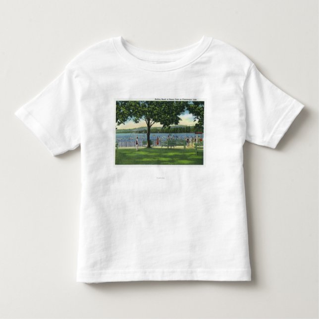 Folkmassor på stranden och parkerar på Chautauqua T Shirt (Framsida)