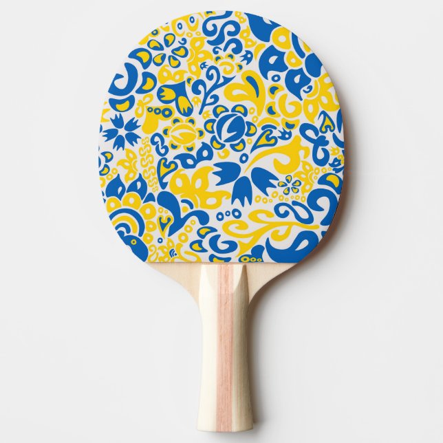 Folkminnesmönster med ukrainska flaggans färger  pingisracket (Framsidan)