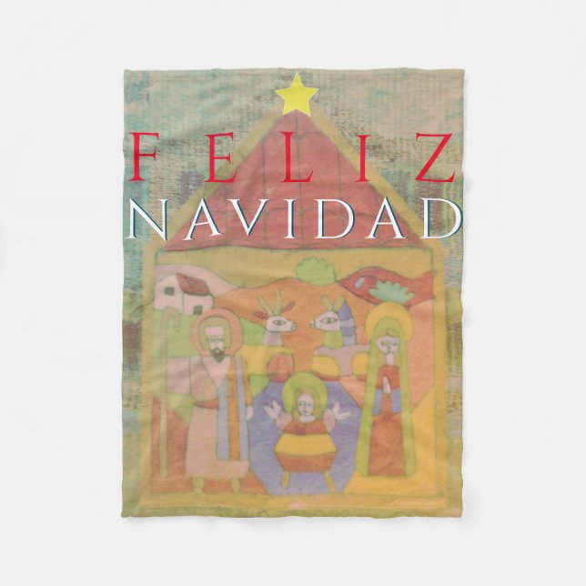 Folknyativitetsscenen "Feliz Navidad" Fleecefilt (Framsidan)