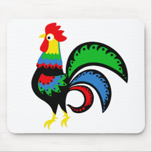 Folkonfärgad Tupp/cockerel/höna/fågel Musmatta