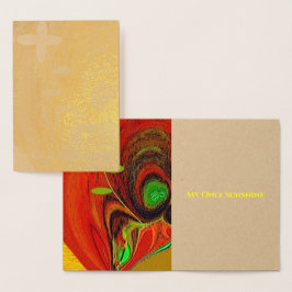 Folkort för "Flower Out of Träd Stump" Folierat Kort