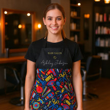 Folkpattern för frisörsalong — svart, rött & blått