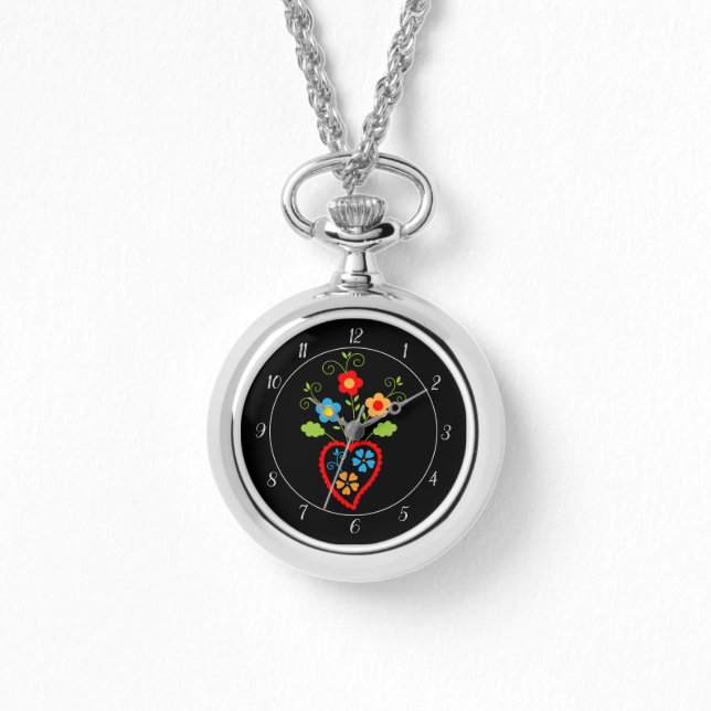 Folkportuguesiskt blomnande hjärta armbandsur (Framsida)