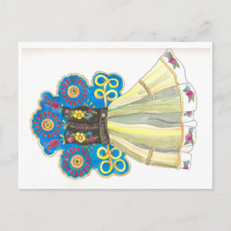 Folkpress Traditional Polska Costume Watercolor Vykort
