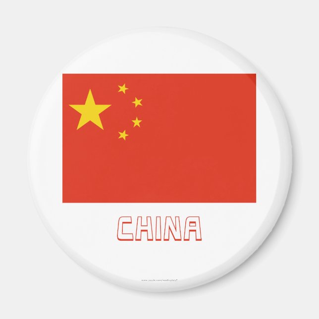Folkrepubliken China Flagga med Namn Magnet (Framsidan)
