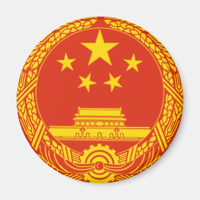 FOLKREPUBLIKEN CHINANS NATIONELLA EMBLEM MAGNET (Framsidan)