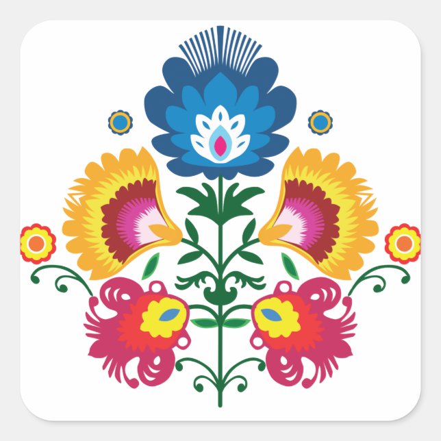💛 💚 💙 folksammansättning fyrkantigt klistermärke (Framsida)